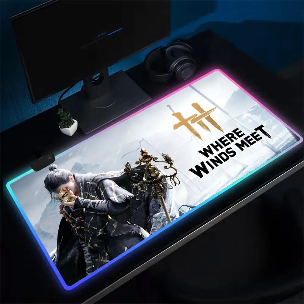 Where Winds Meet Snow Main Theme RGB Desk Mat