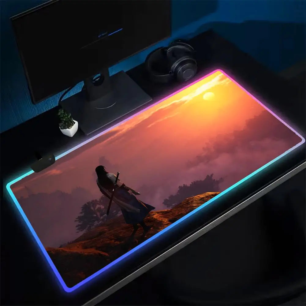 Where Winds Meet Sunset RGB Desk Mat